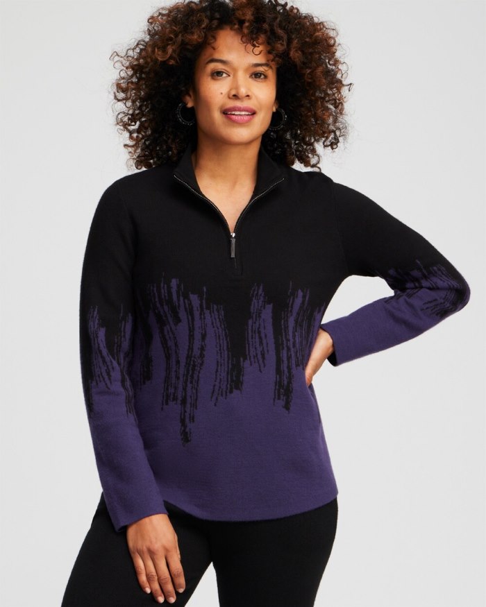 Chicos Zenergy Luxe Cashmere Blend Ombre Pullover - Dewberry