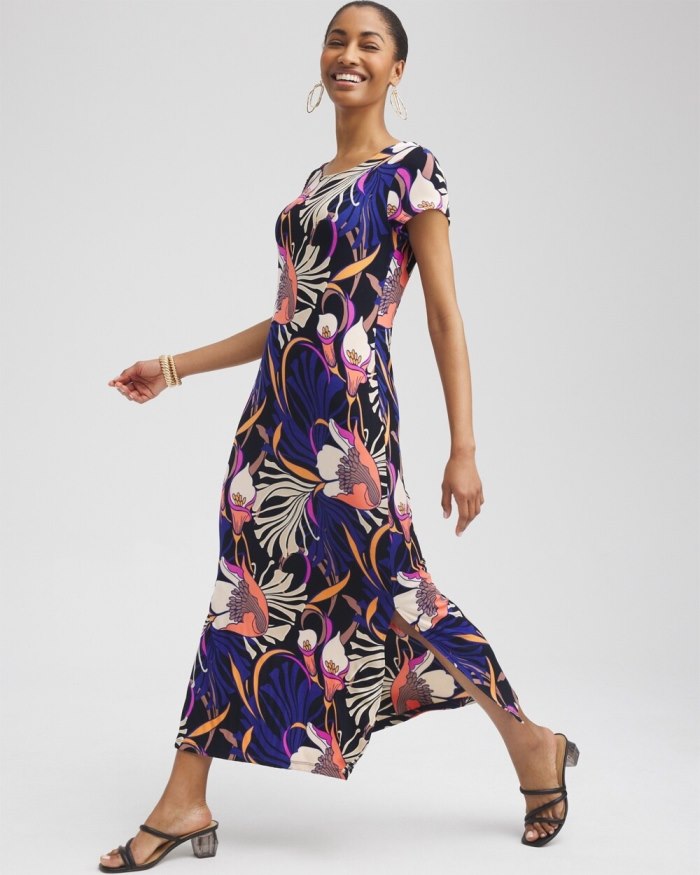 Chicos Travelers Classic Floral Maxi Dress - Travelers India Ink