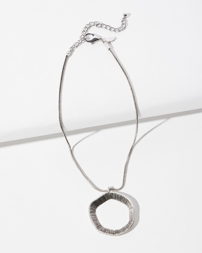 Chicos Silver Tone Pendant Necklace - Silver