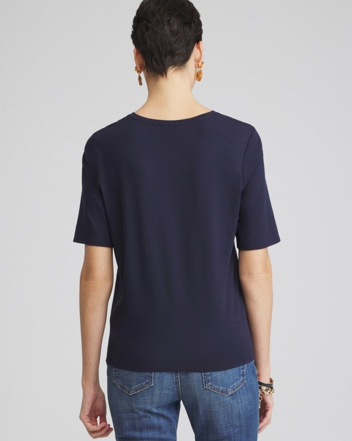 Chicos Tie-Front Top - Classic Navy