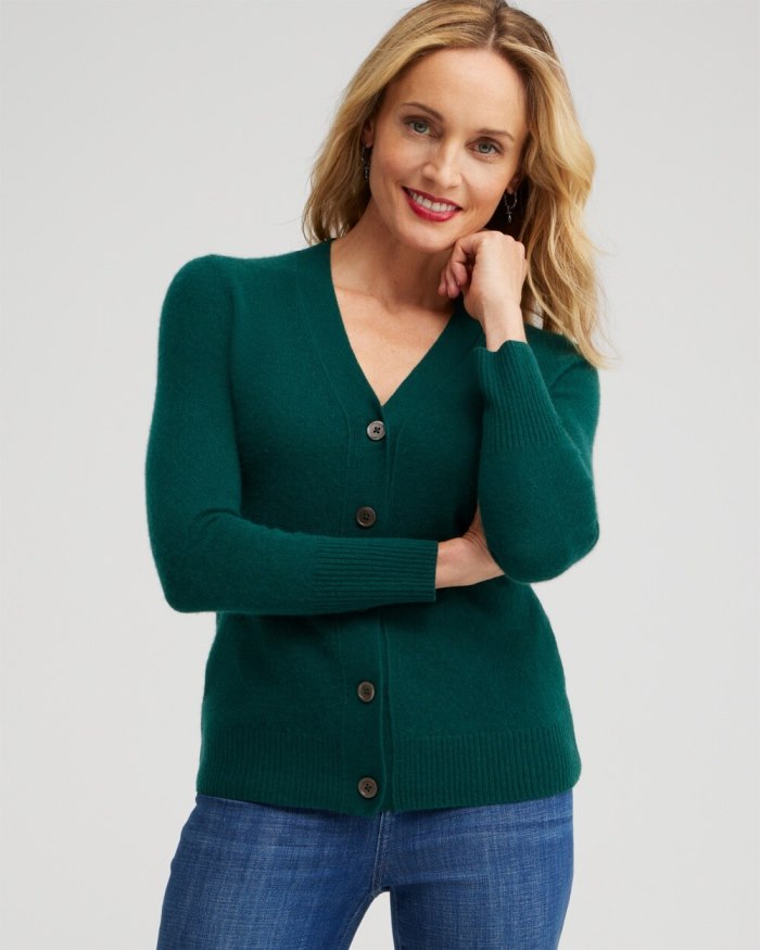 Chicos Cashmere Cardigan Sweater - Green
