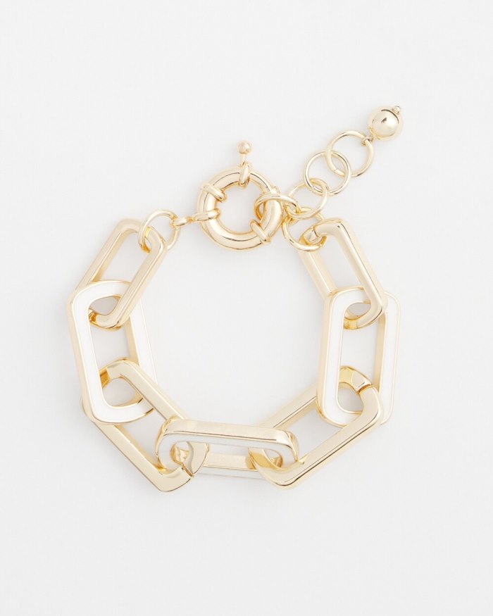 Chicos Enamel Chain Bracelet - White