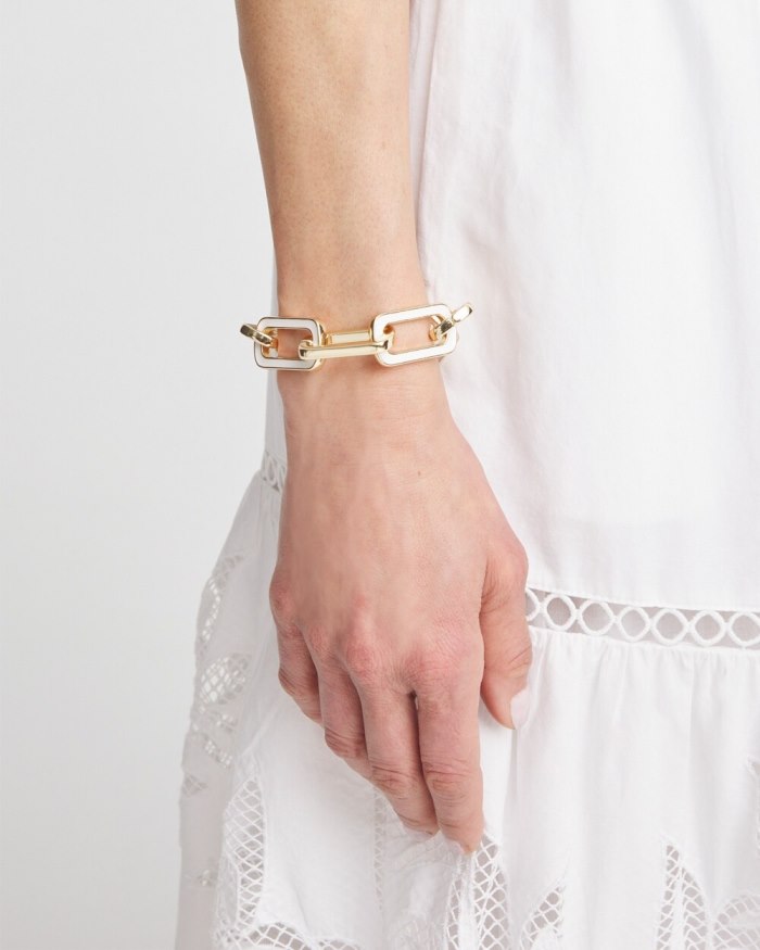 Chicos Enamel Chain Bracelet - White