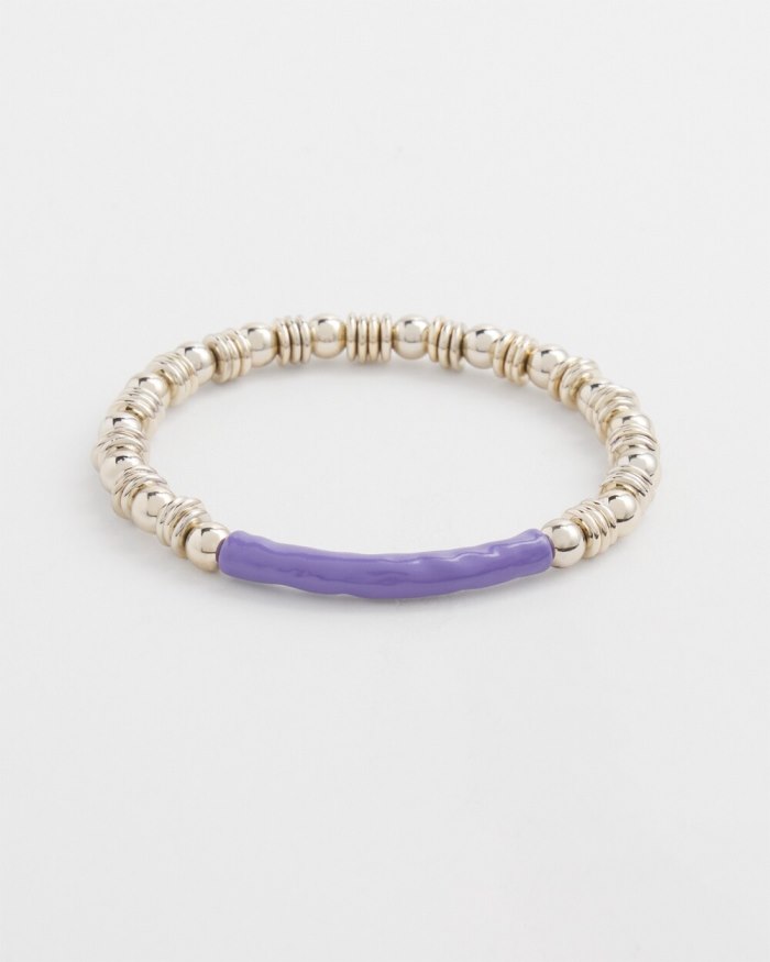 Chicos Purple Enamel Bar Stretch Bracelet - Parisian Purple