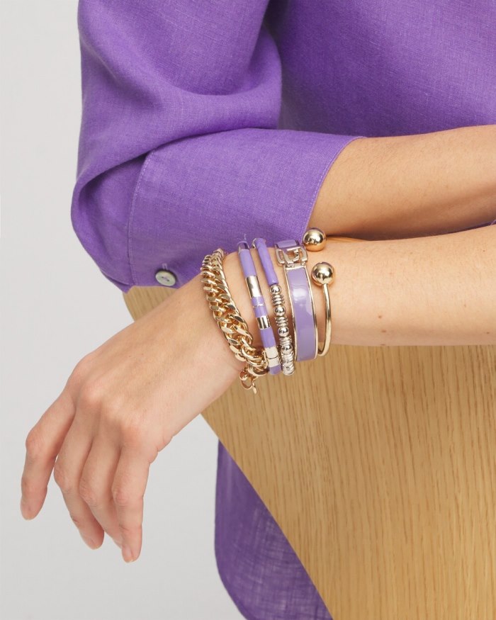 Chicos Purple Enamel Bar Stretch Bracelet - Parisian Purple