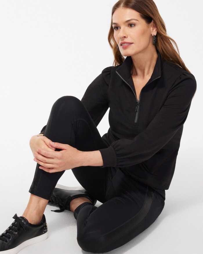 Chicos Zenergy French Terry Half Zip Pullover - Black