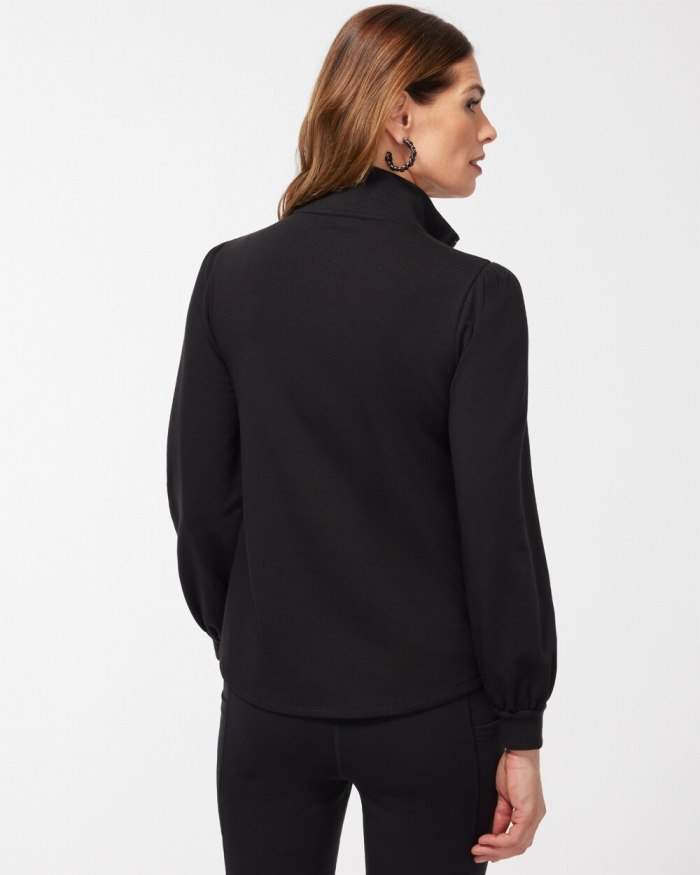 Chicos Zenergy French Terry Half Zip Pullover - Black