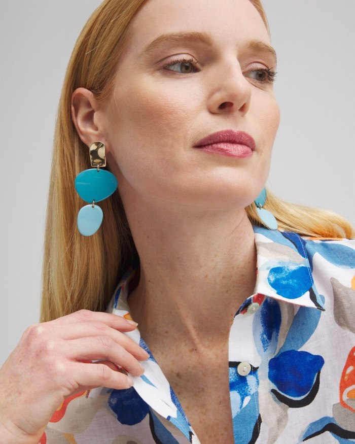 Chicos No Droop Blue Linear Earrings - Grand Air