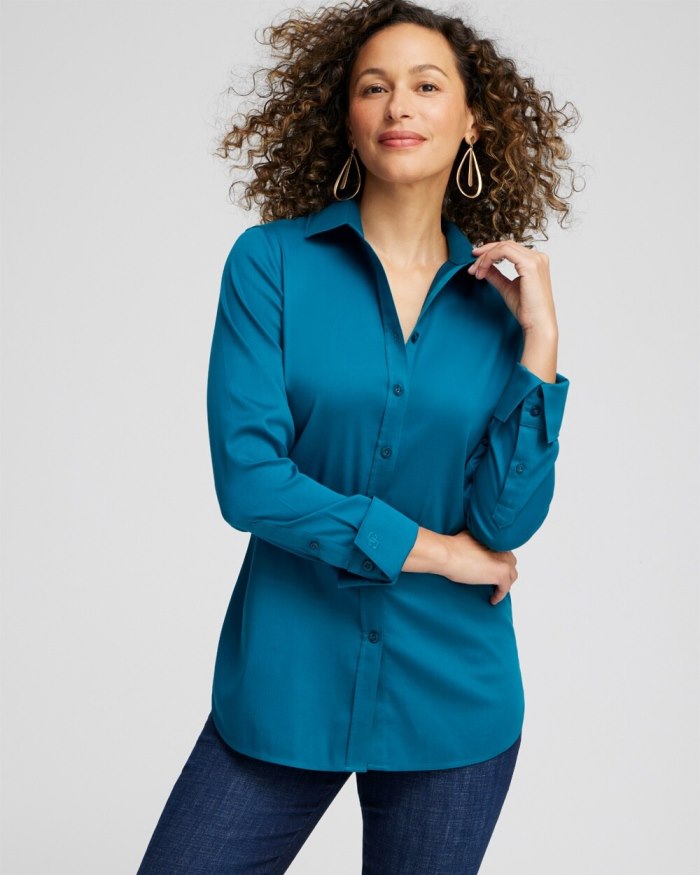 Chicos No Iron Stretch Shirt - Moonlit Teal