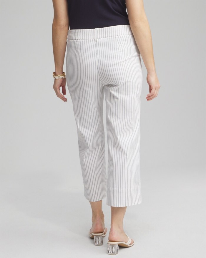 Chicos Stripe Trapunto Cropped Pants - Alabaster/Blue