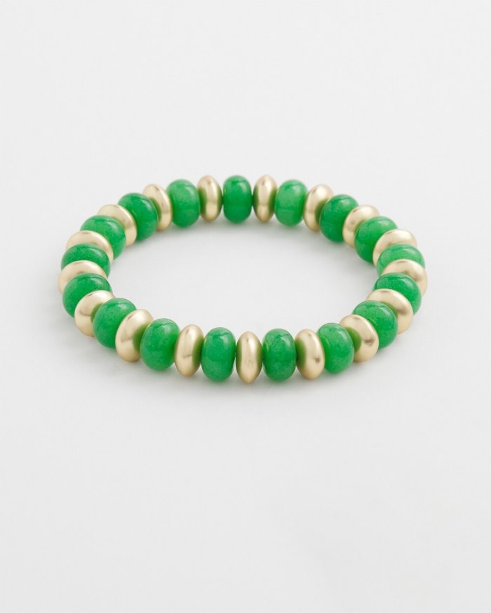 Chicos Green Beaded Stretch Bracelet - Verdant Green