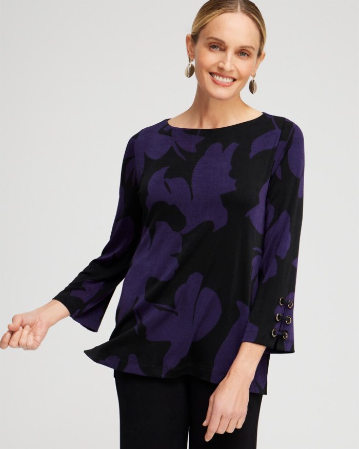 Chicos Travelers Grommet Top - Midnight Violet