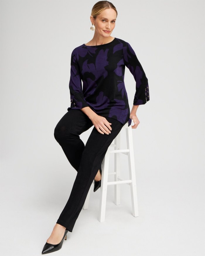 Chicos Travelers Grommet Top - Midnight Violet