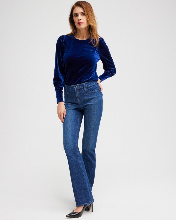 Chicos Girlfriend Scattered Stone Flares - Marina Bay Indigo