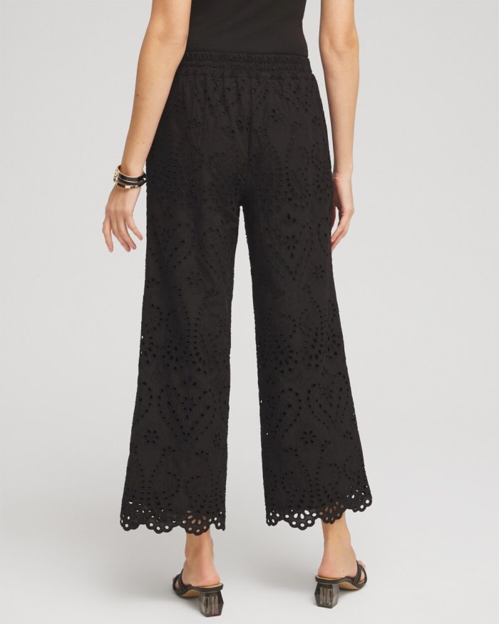 Chicos Eyelet Lace Cropped Pants - Alabaster