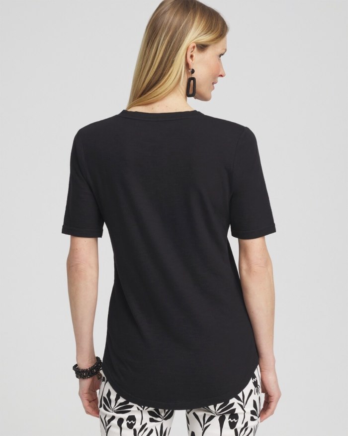 Chicos Notch Neck Tee - Black