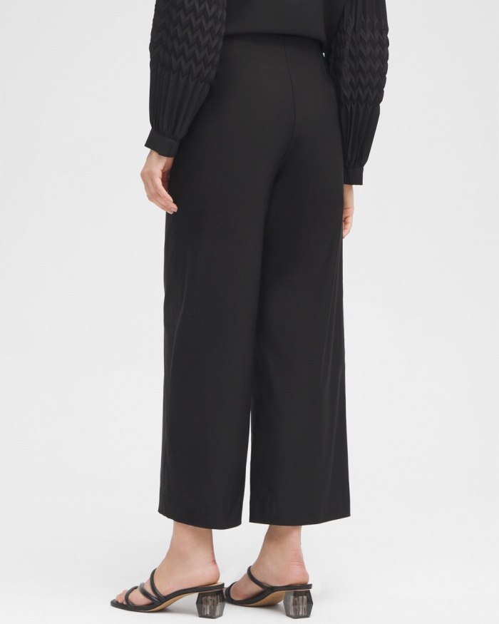 Chicos Black Label Wide Leg Cropped Pants - Black