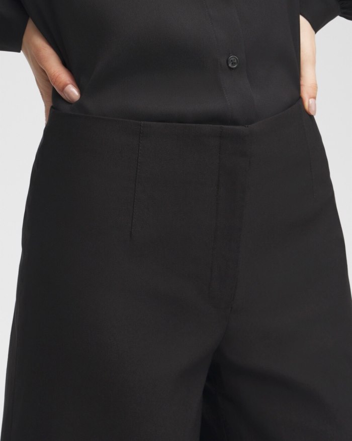 Chicos Black Label Wide Leg Cropped Pants - Black