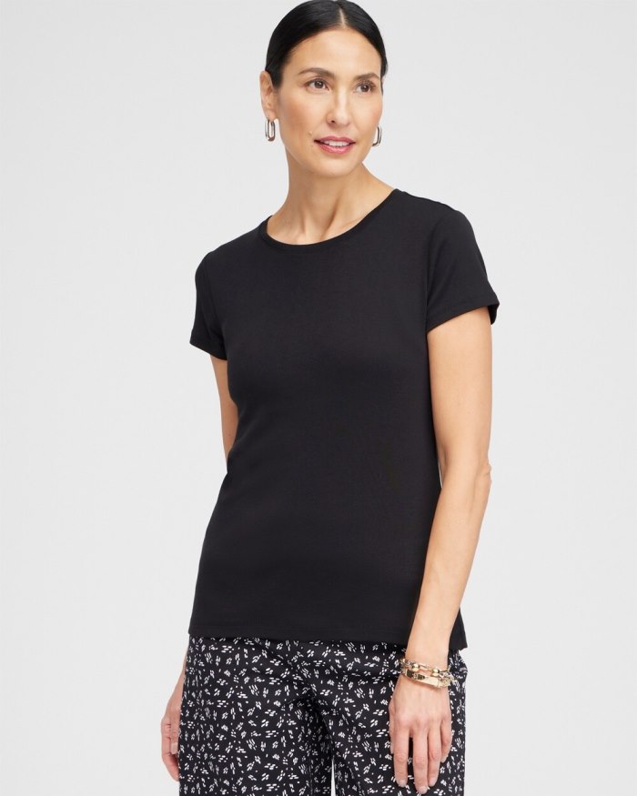 Chicos Cap Sleeve Tee - Black