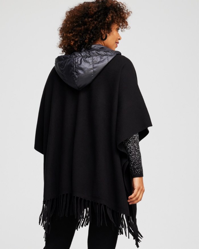 Chicos Zenergy Luxe Cashmere Blend Quilted Poncho - Black