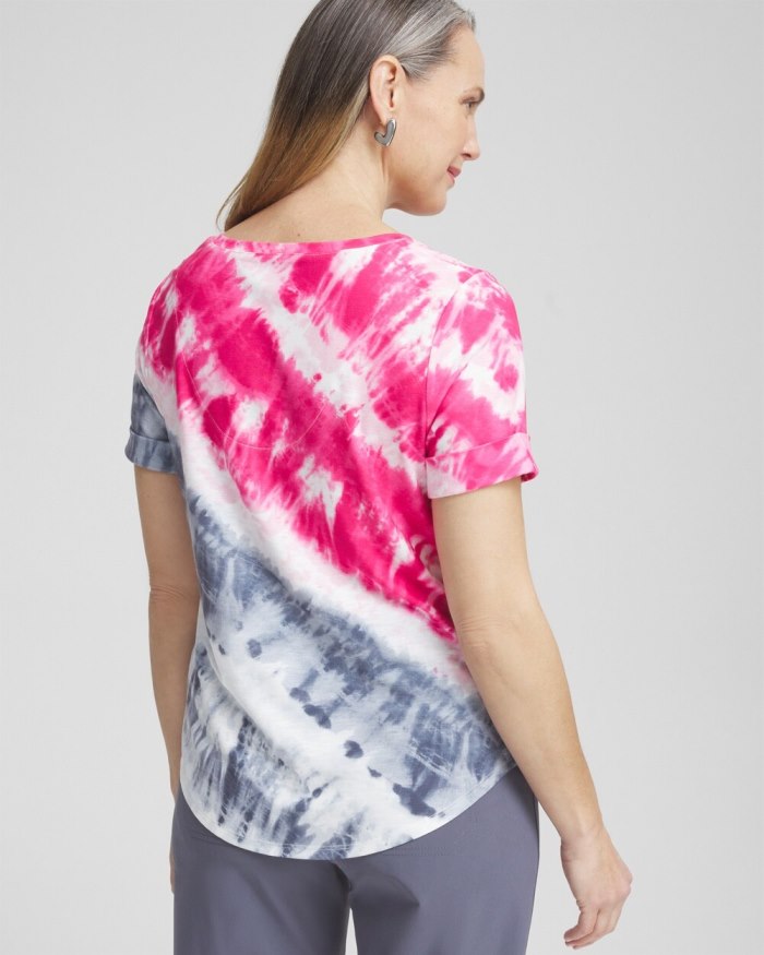 Chicos Zenergy Tie Dye Tee - MADEIRA RED