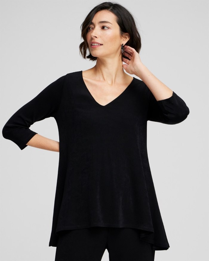 Chicos Travelers High Low V-neck Top - Travelers Black