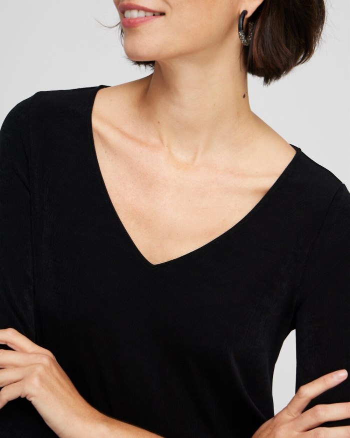 Chicos Travelers High Low V-neck Top - Travelers Black