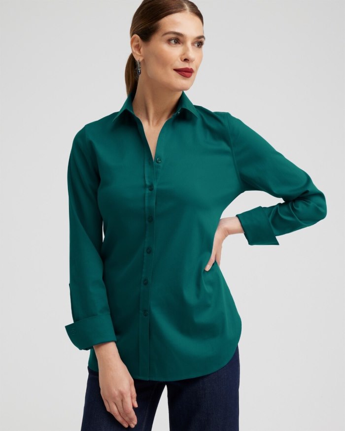 Chicos No Iron Stretch Shirt - Enchanted Forest