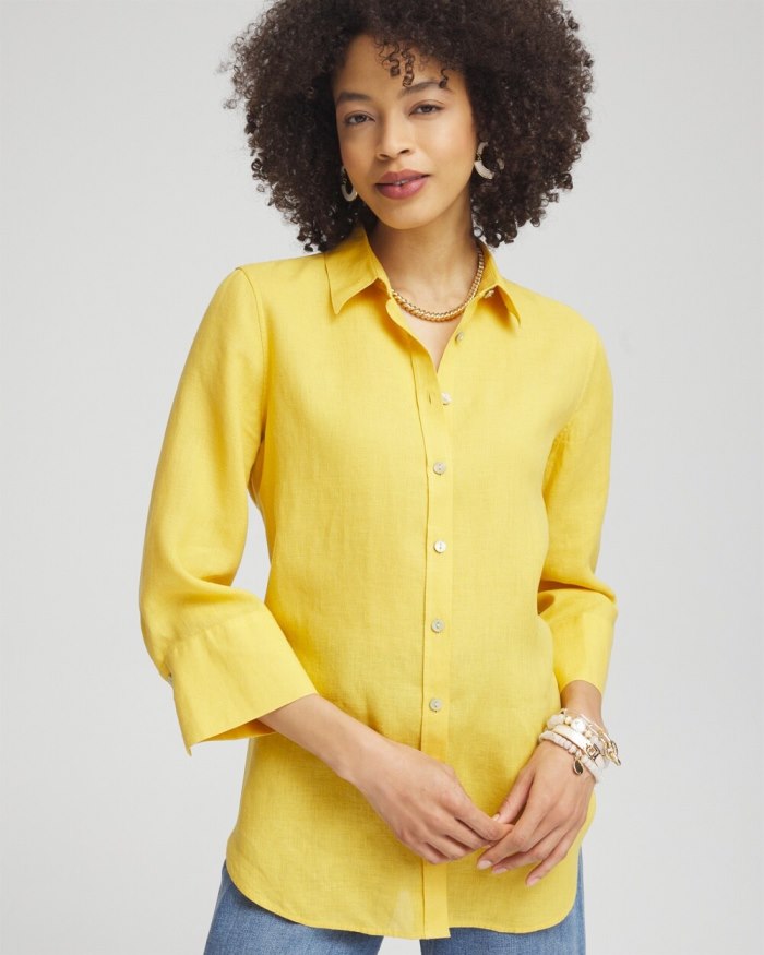 Chicos No Iron 3/4 Sleeve Shirt - Sol Yellow