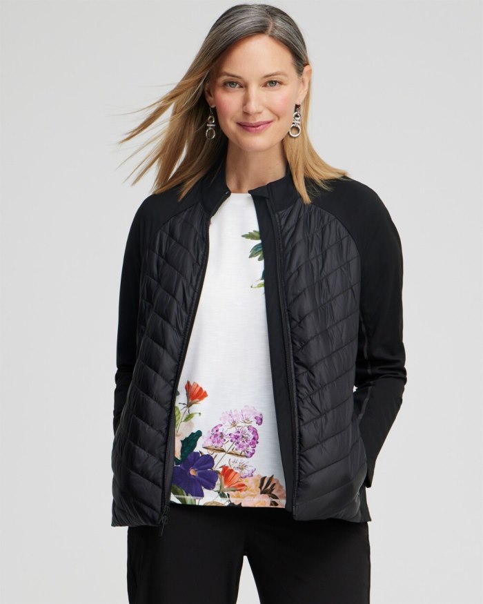 Chicos Zenergy Puffer Knit Mix Jacket - Black