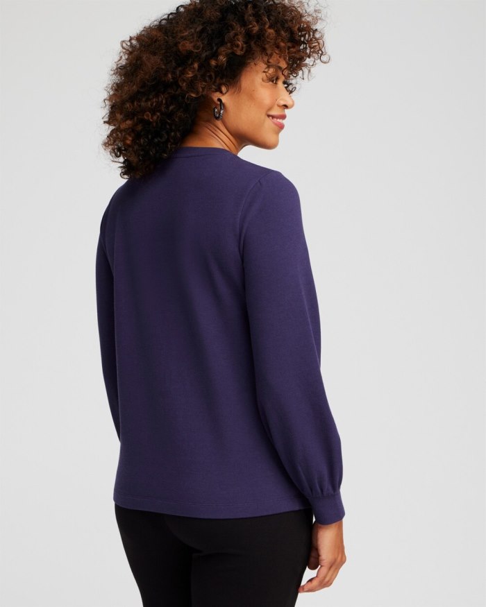 Chicos Zenergy French Terry Applique Sweatshirt - Dewberry