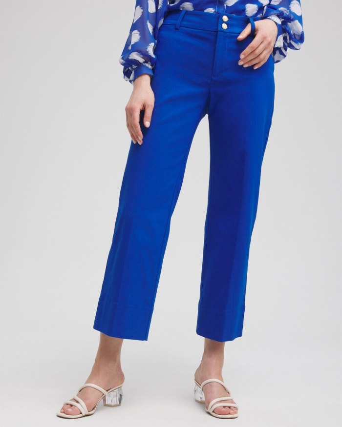 Chicos Trapunto Wide Leg Cropped Pants - Intense Azure