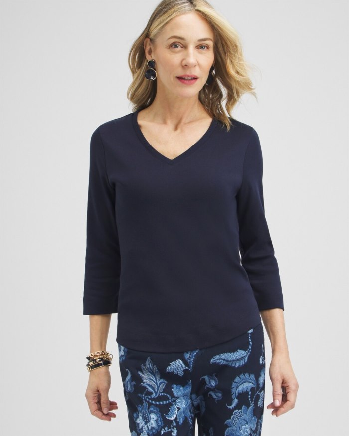 Chicos Everyday 3/4 Sleeve Tee - Classic Navy