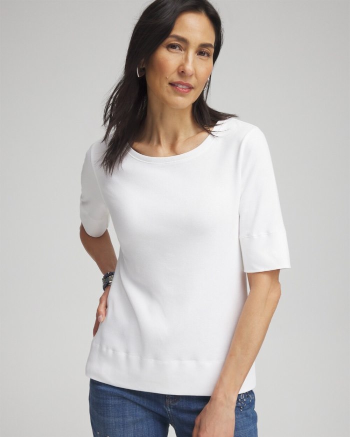 Chicos Jewel Neck Tee - Alabaster