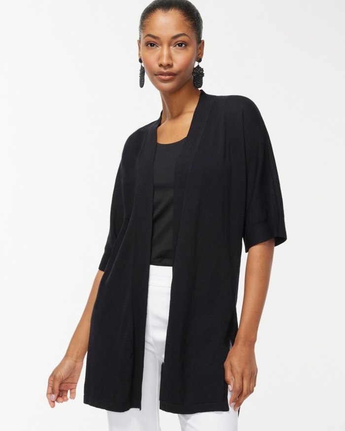 Chicos Summer Romance Midi Cardigan - Black