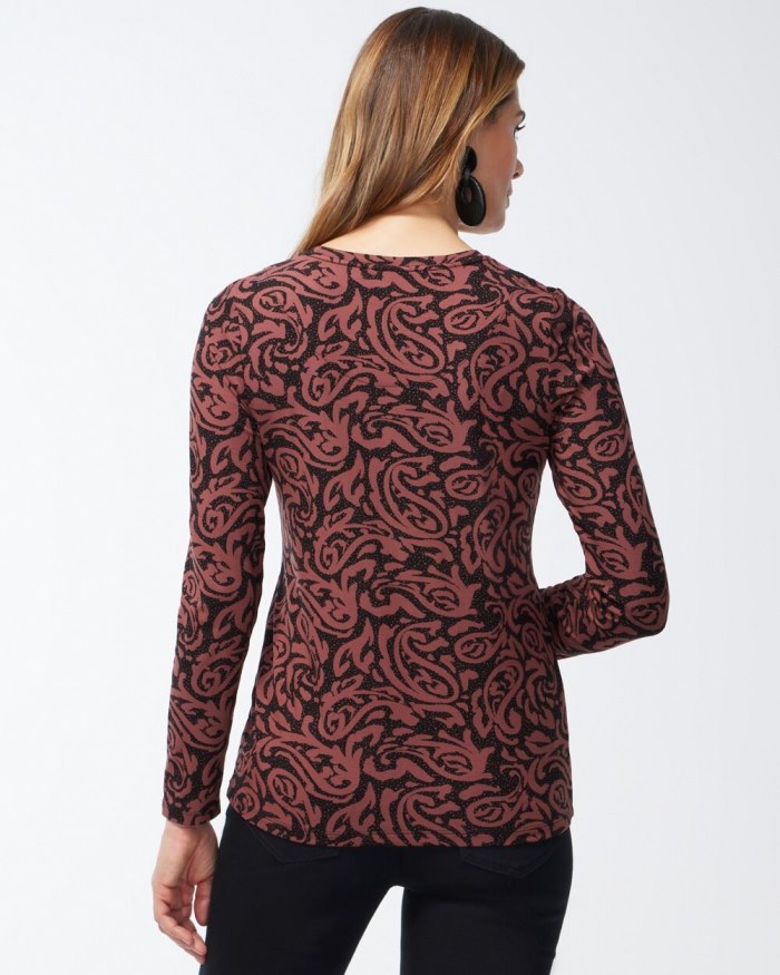 Chicos Touch of Cool Paisley Layering Tee - Black