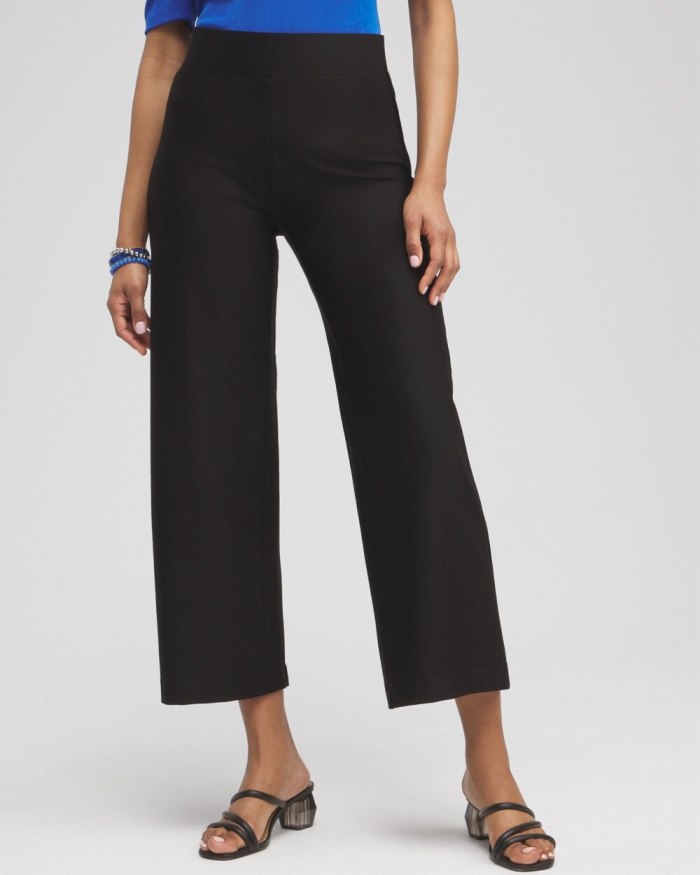 Chicos Travelers Collection Crepe Cropped Pants - Travelers Black