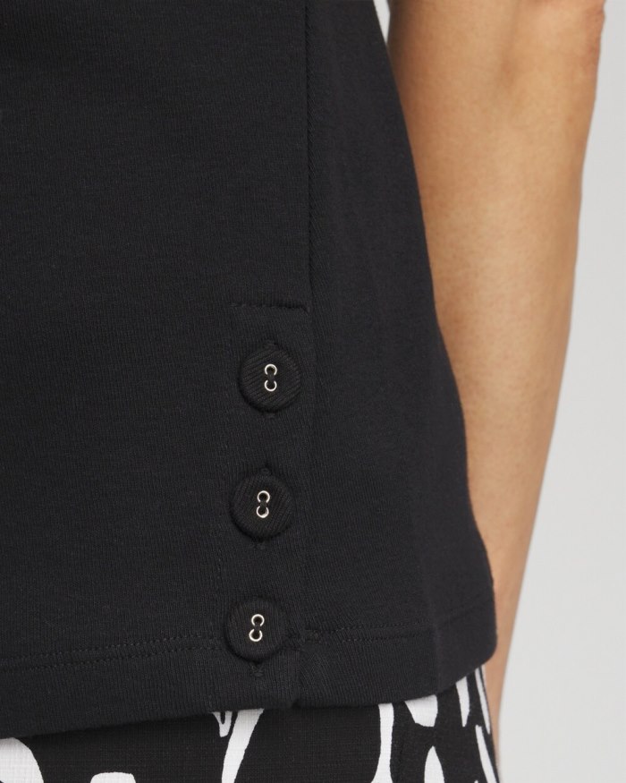 Chicos Button Detail Tank - Black