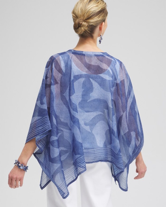 Chicos Chiffon Cool Abstract Poncho - Classic Navy