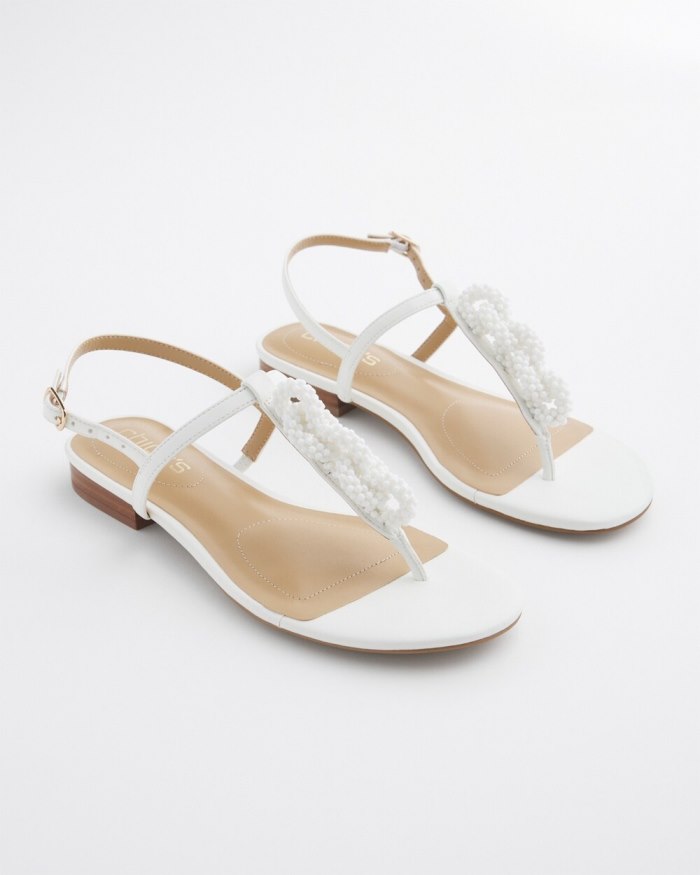 Chicos T-Strap Sandals - White