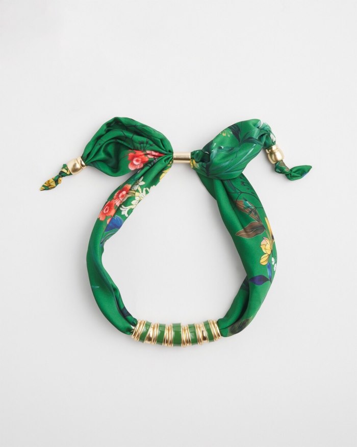 Chicos Adjustable Scarf Necklace - Green