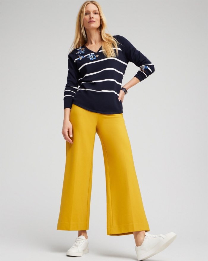 Chicos Ponte Wide Leg Ankle Pants - Golden Hour