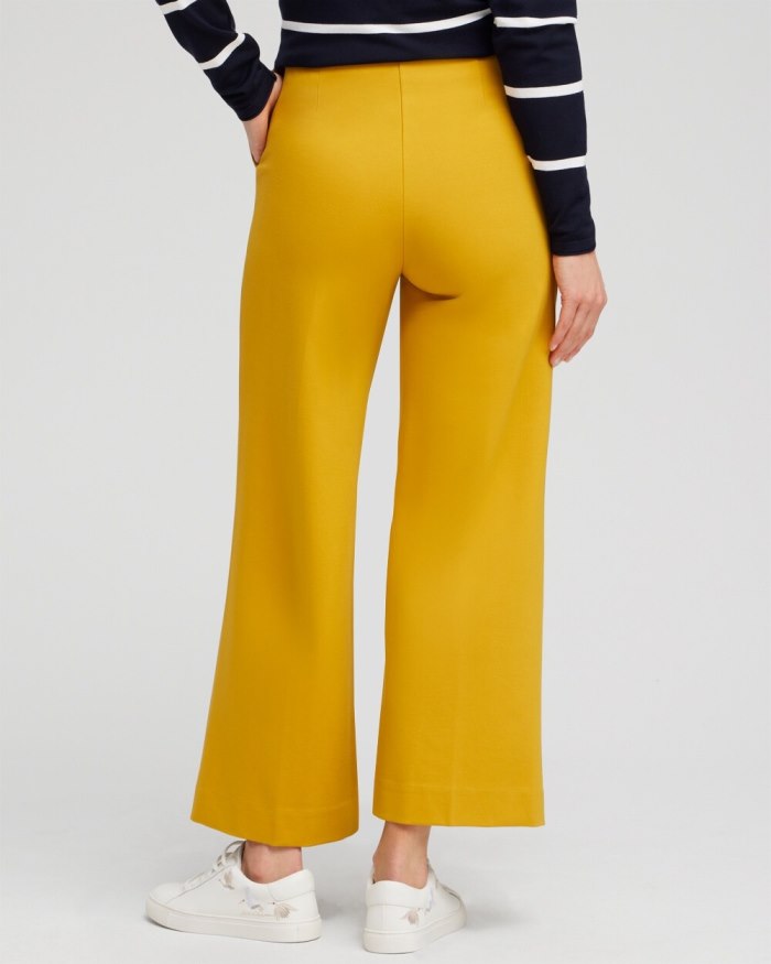 Chicos Ponte Wide Leg Ankle Pants - Golden Hour