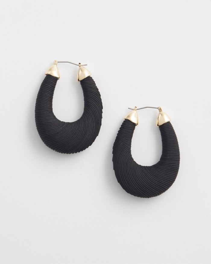 Chicos Black Thread Wrapped Hoops - Black