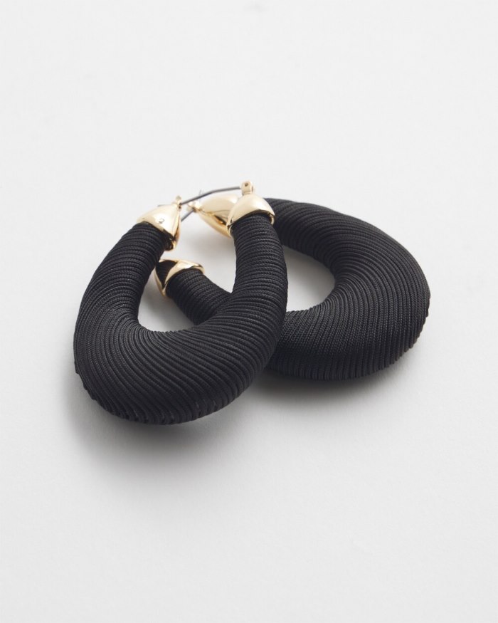 Chicos Black Thread Wrapped Hoops - Black