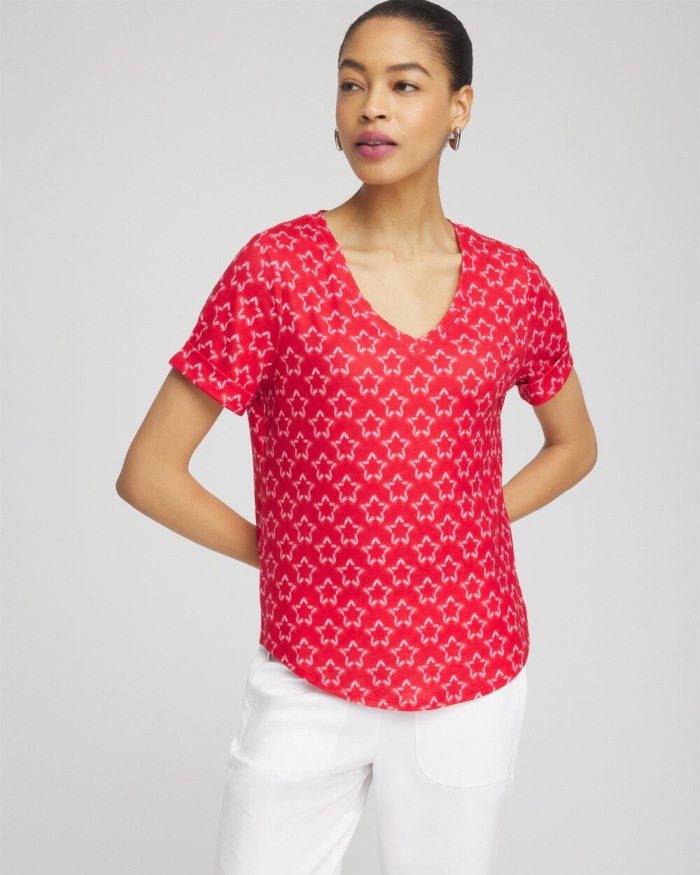 Chicos Zenergy Star Tee - MADEIRA RED