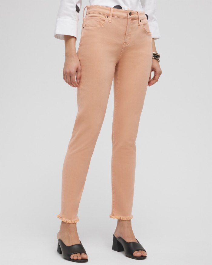 Chicos Girlfriend Fray Hem Ankle Jeans - Pink Clay