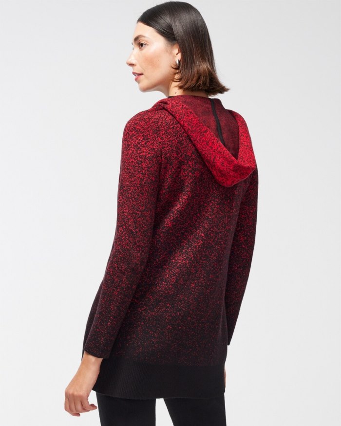 Chicos Zenergy Luxe Cashmere Blend Ombre Cardigan - Wild Poppy