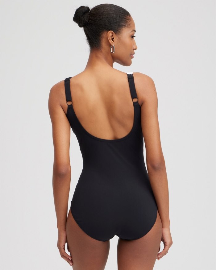 Chicos V-neck One Piece Swimsuit - Black/White