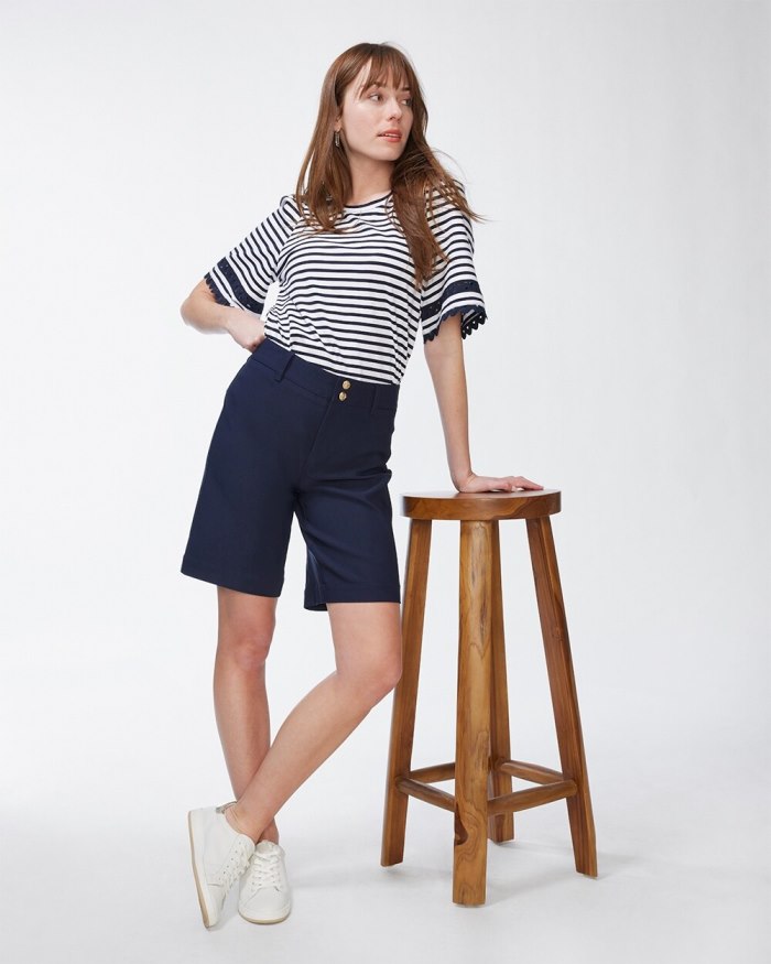 Chicos Trapunto Shorts - Classic Navy